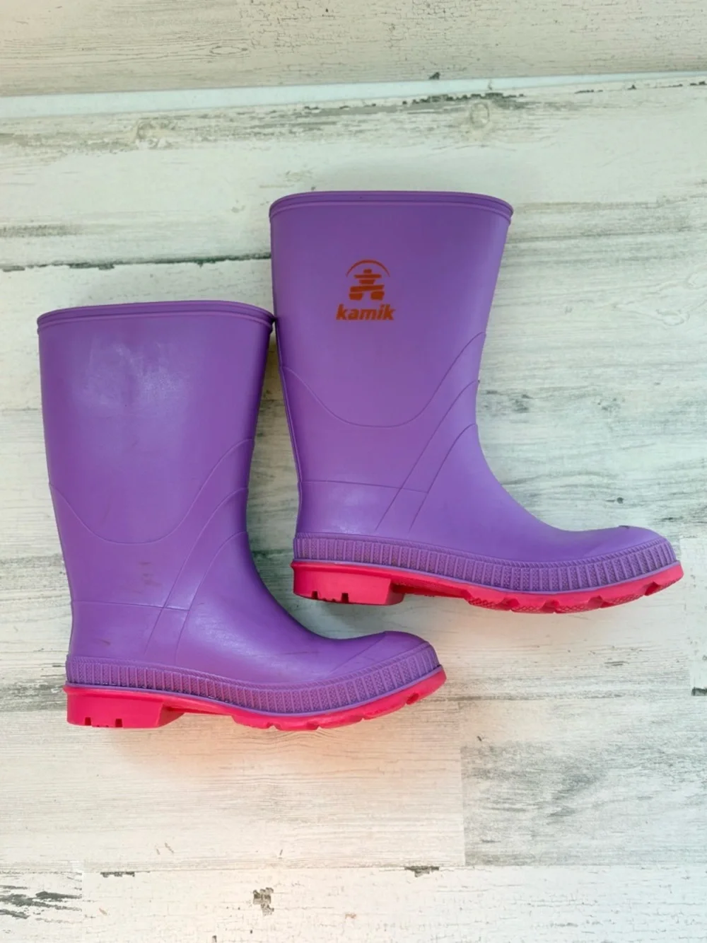 Kamik Big Girls Size 4 Stomp Waterproof Rain Snow Boots In Purple/Red